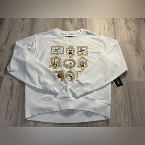 Karl Lagerfeld White Sweatshirt with Gold Graphic